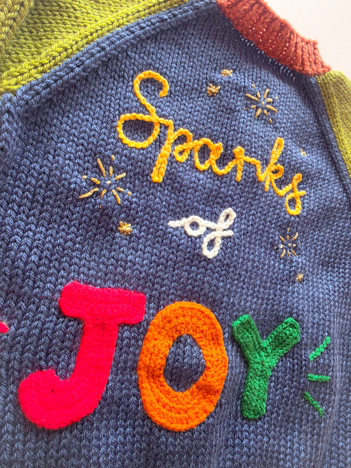Sparks of Joy - Hand-Knitted Colourblock Fireworks Cardigan (Age 1-2 years)