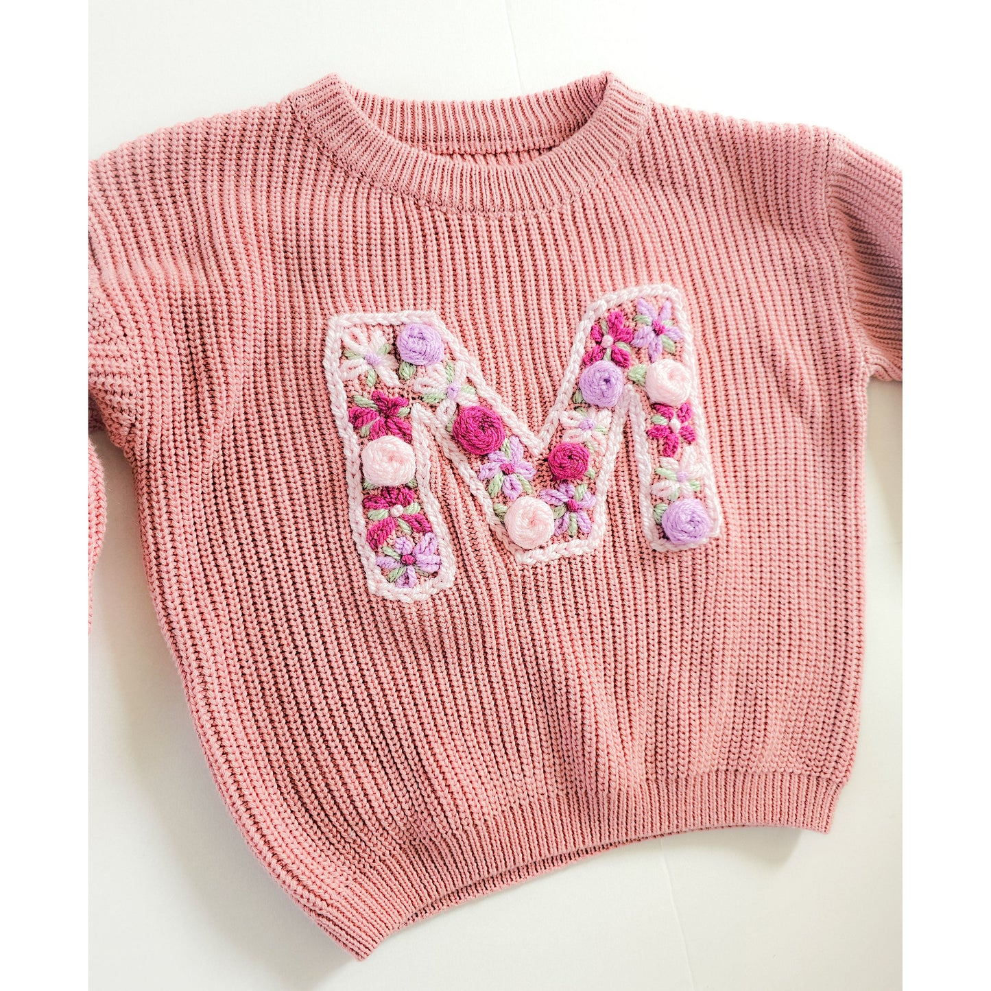 Floral Initial Letter Embroidered Jumper