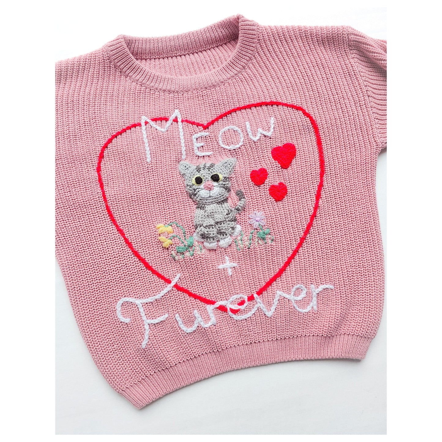 Cat themed knitwear - Meow and Furever - Ready-made knit (3 - 4 years)