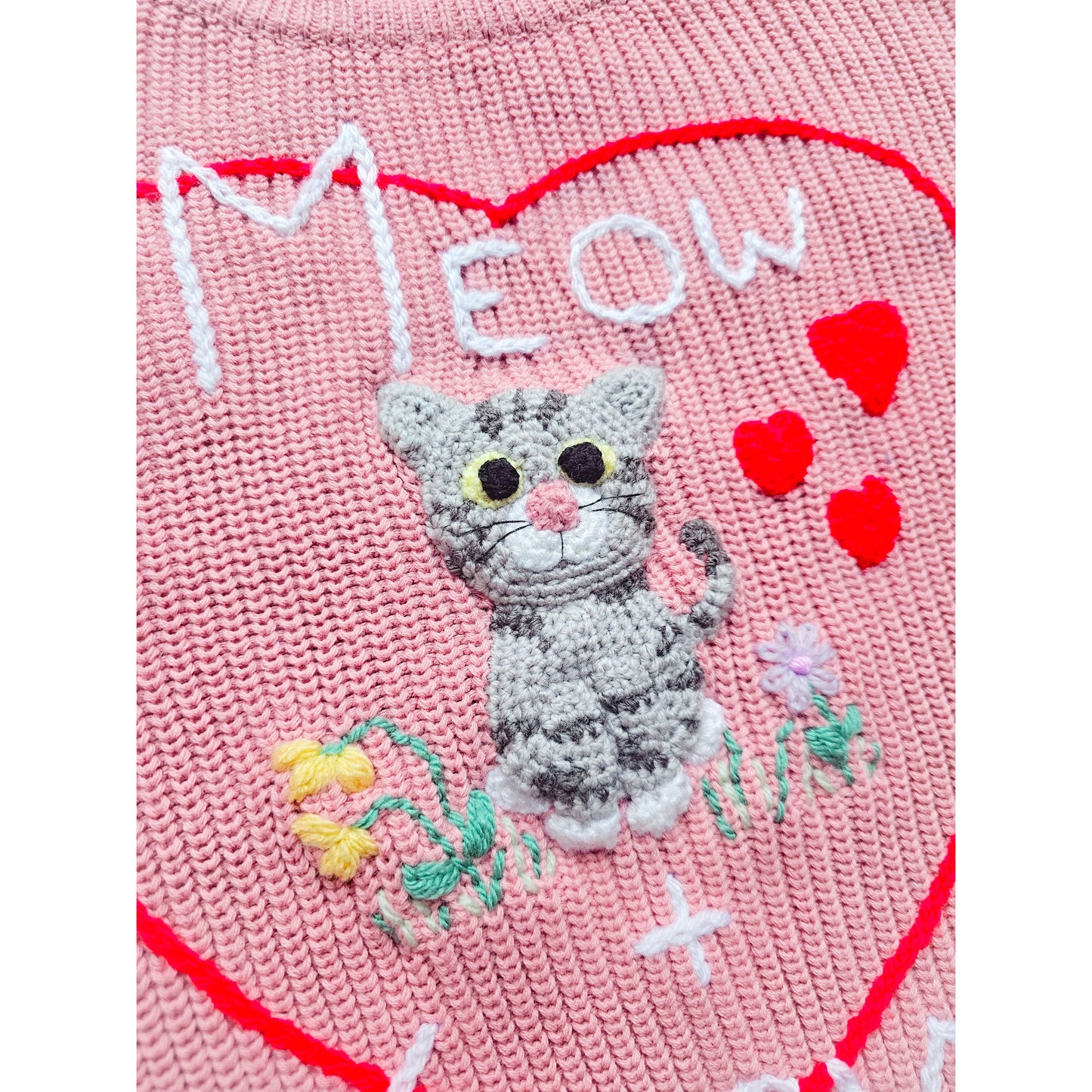 Cat themed knitwear - Meow and Furever - Ready-made knit (3 - 4 years)
