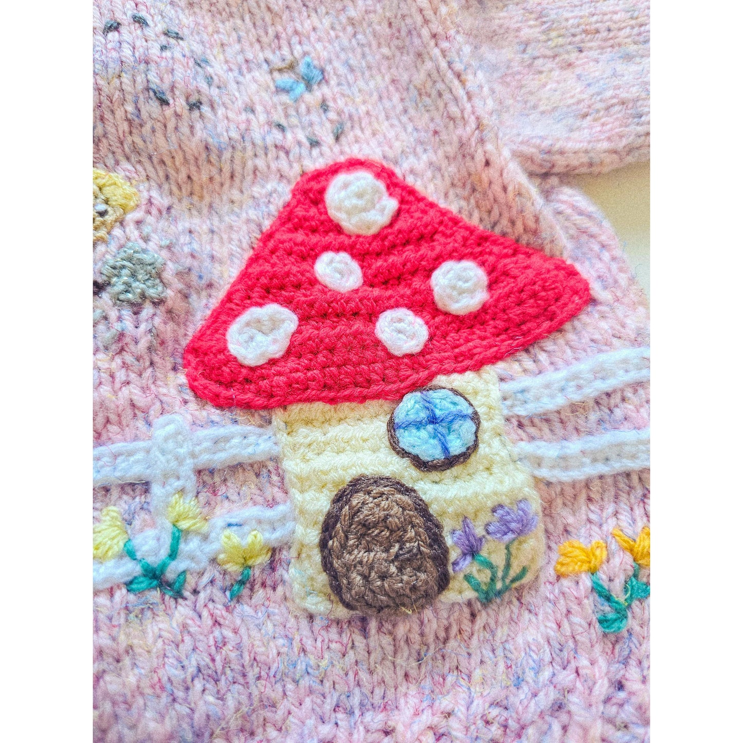 Welcome to the fairy garden!
Hand-knitted Cardigan (Age 6–9 months)