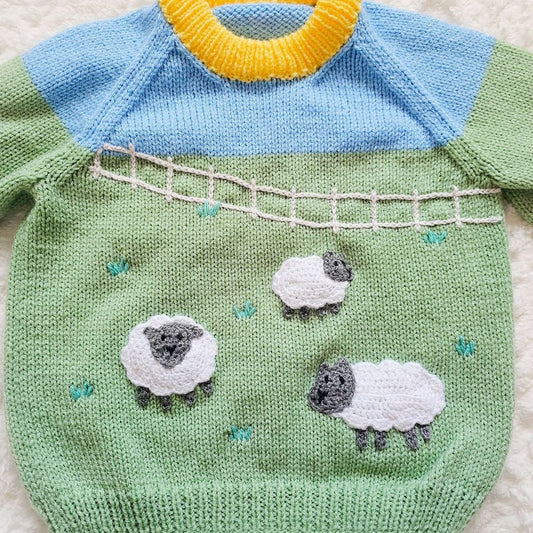 Down on the Farm Sheep Knit ready made (Age 3-4 years)