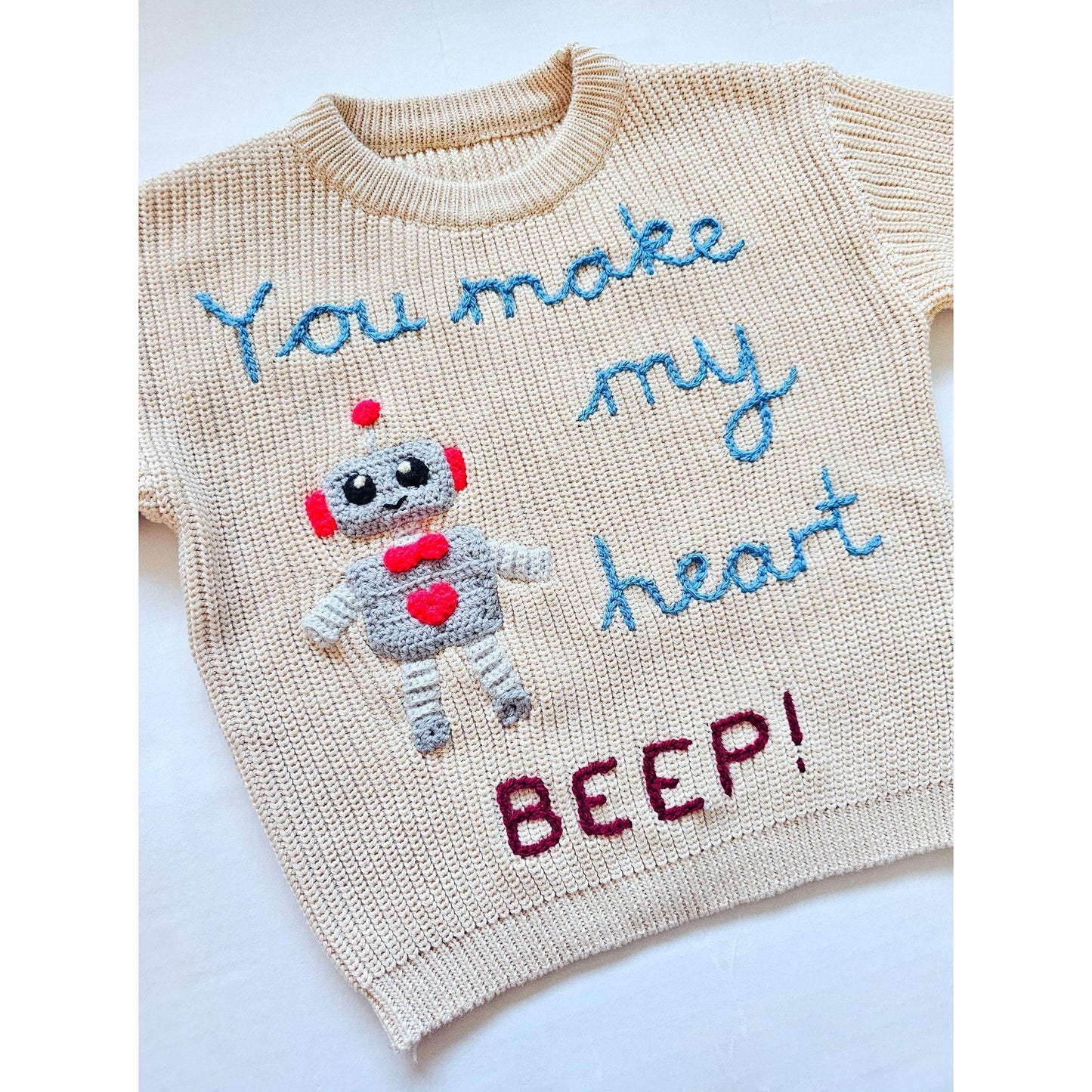 You Make my Heart BEEP - Ready-made knit (2-3 years)