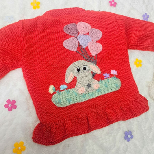 Bunny and Heart Balloons Knit (Age 1-2 years)