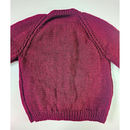 Burgundy Cardigan with Cream Bow (Age 3 - 4 years)