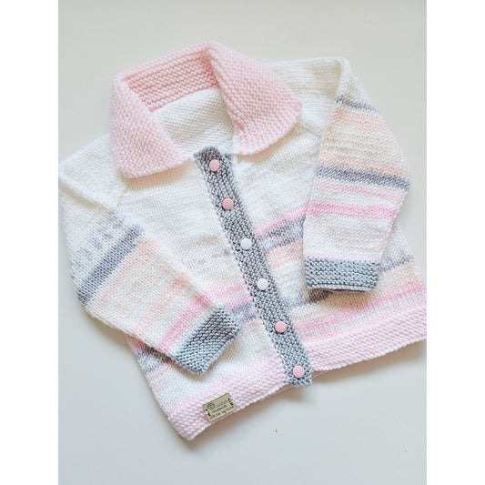 Pink, Grey and White Stripes (Age 6-9 months) plus hat