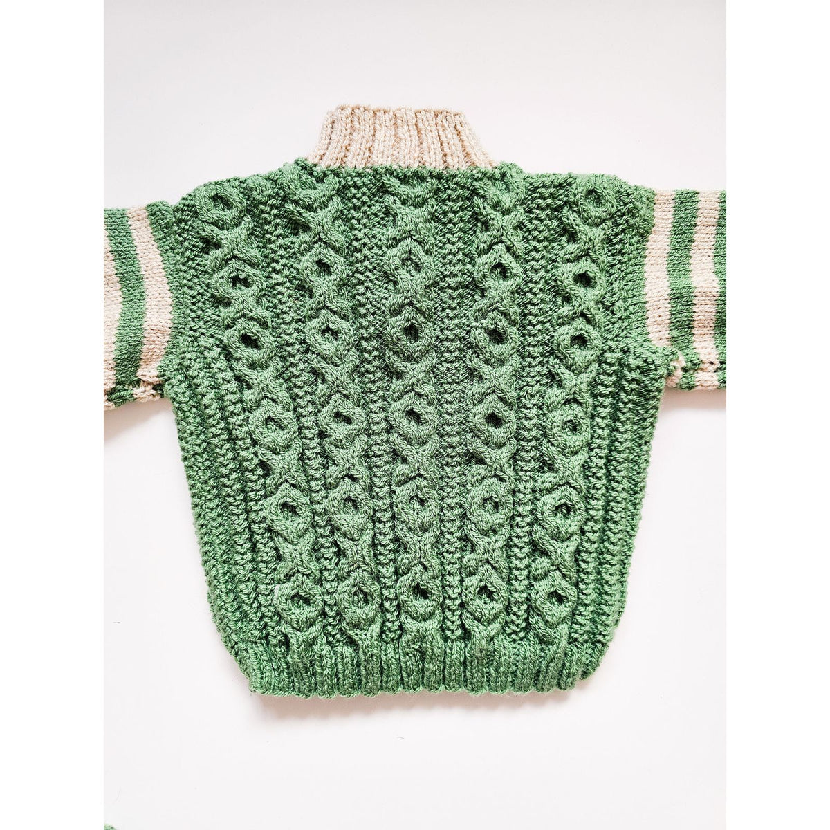 Green Cable Stripe (6 - 12 months) plus hat