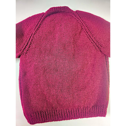 Burgundy Cardigan with Cream Bows (Age 5 - 6 years)