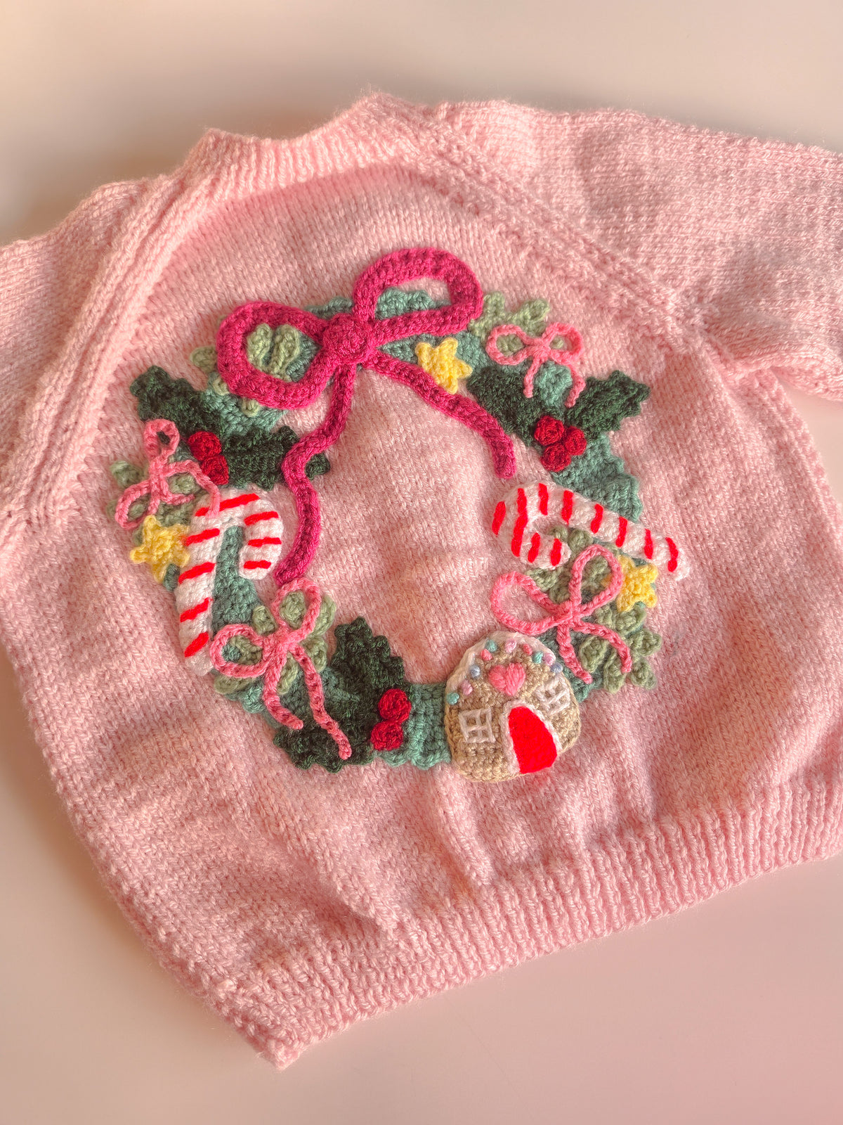 Pink Wreath Christmas Knit (Age 2-3 years)