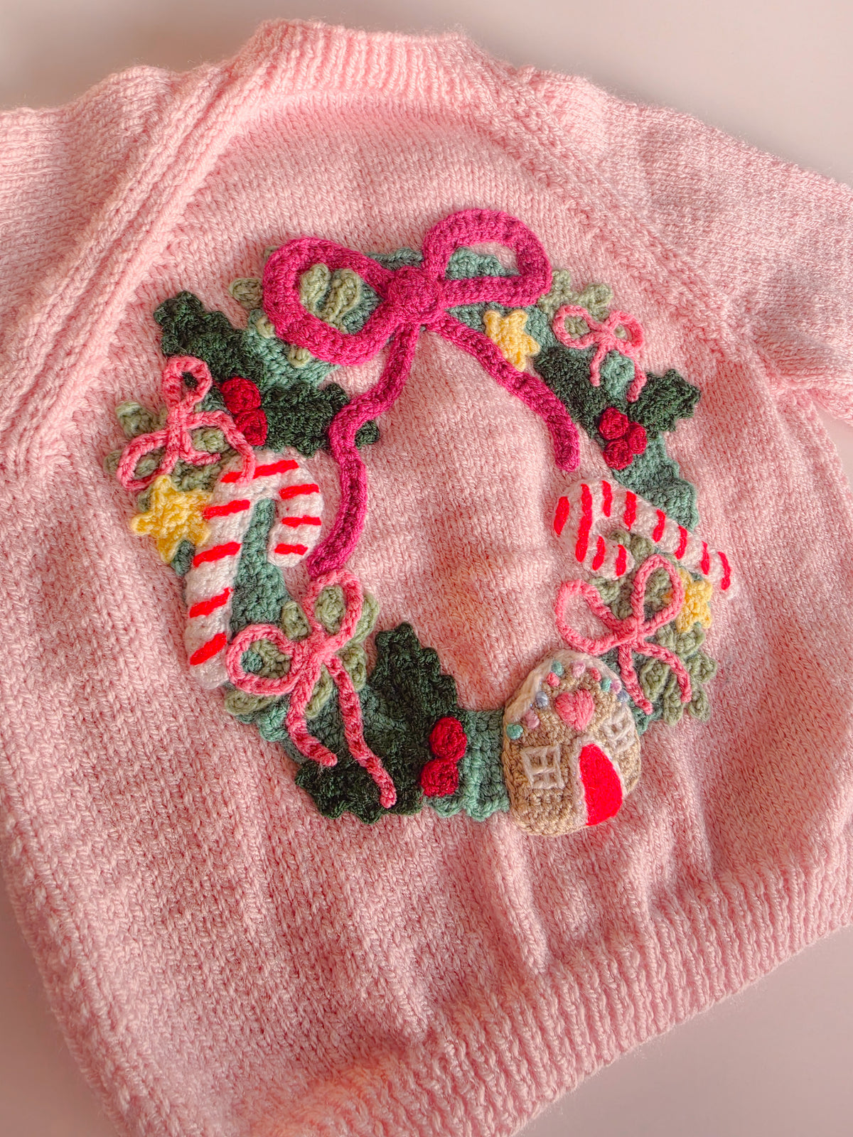 Pink Wreath Christmas Knit (Age 2-3 years)