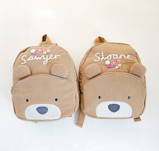 Embroidered Bear Backpack