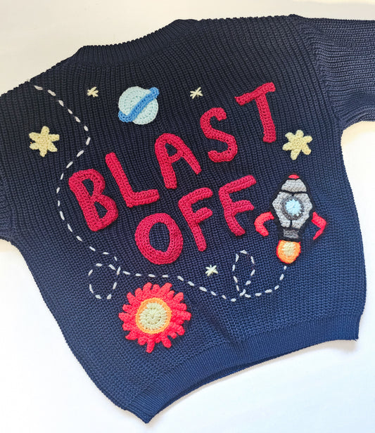 Blast Off embroidered Jumper - Made to order