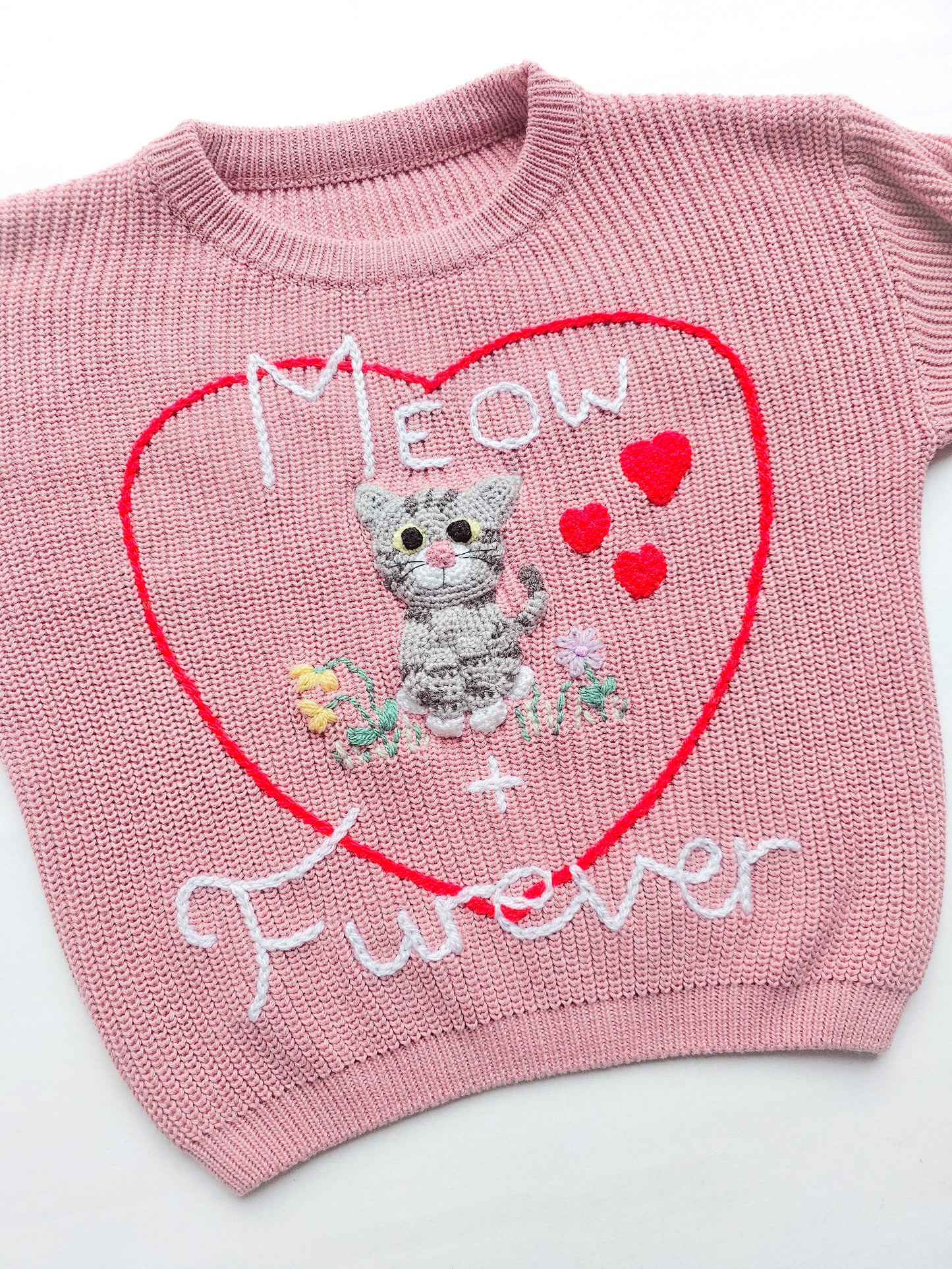 Cat themed knitwear - Meow and Furever - Ready-made knit (3 - 4 years)