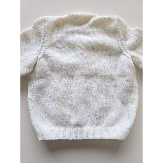 Pink and Blue Speckled flower knit (Age 3 - 4 years)