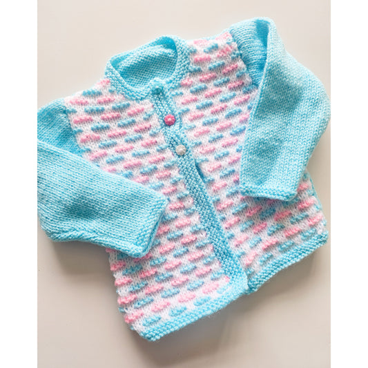 Bright Aqua and Pink Cardigan (Age 9 - 12 months)