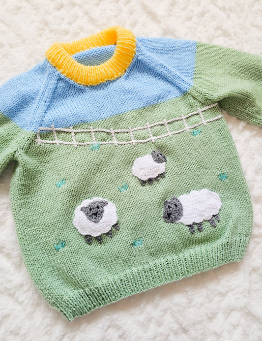 Down on the Farm Sheep Knit ready made (Age 3-4 years)