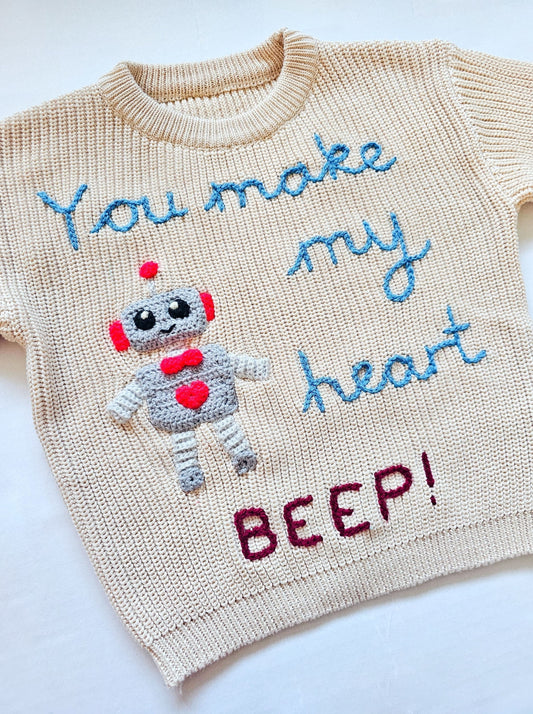 You Make my Heart BEEP - Ready-made knit (2-3 years)