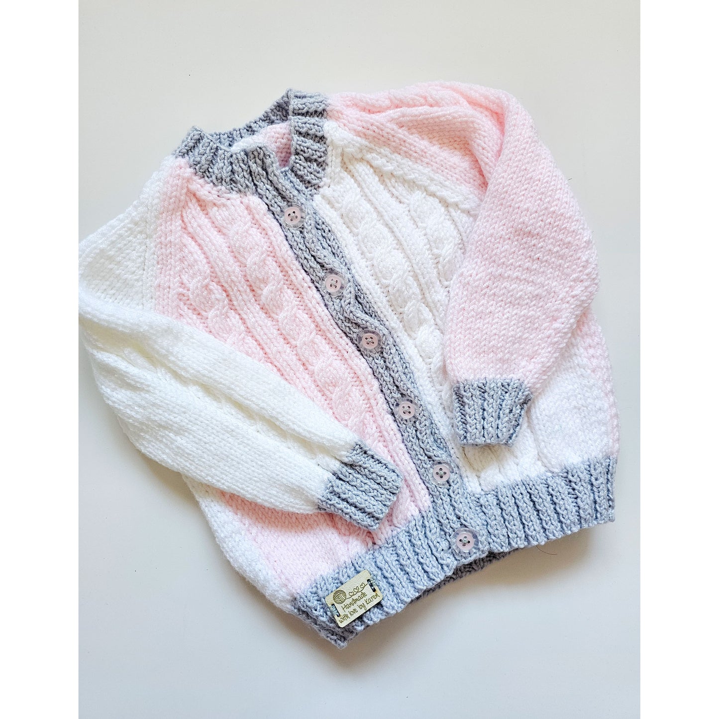 Pink and White Colourblock (Age 3 - 6 months) plus hat