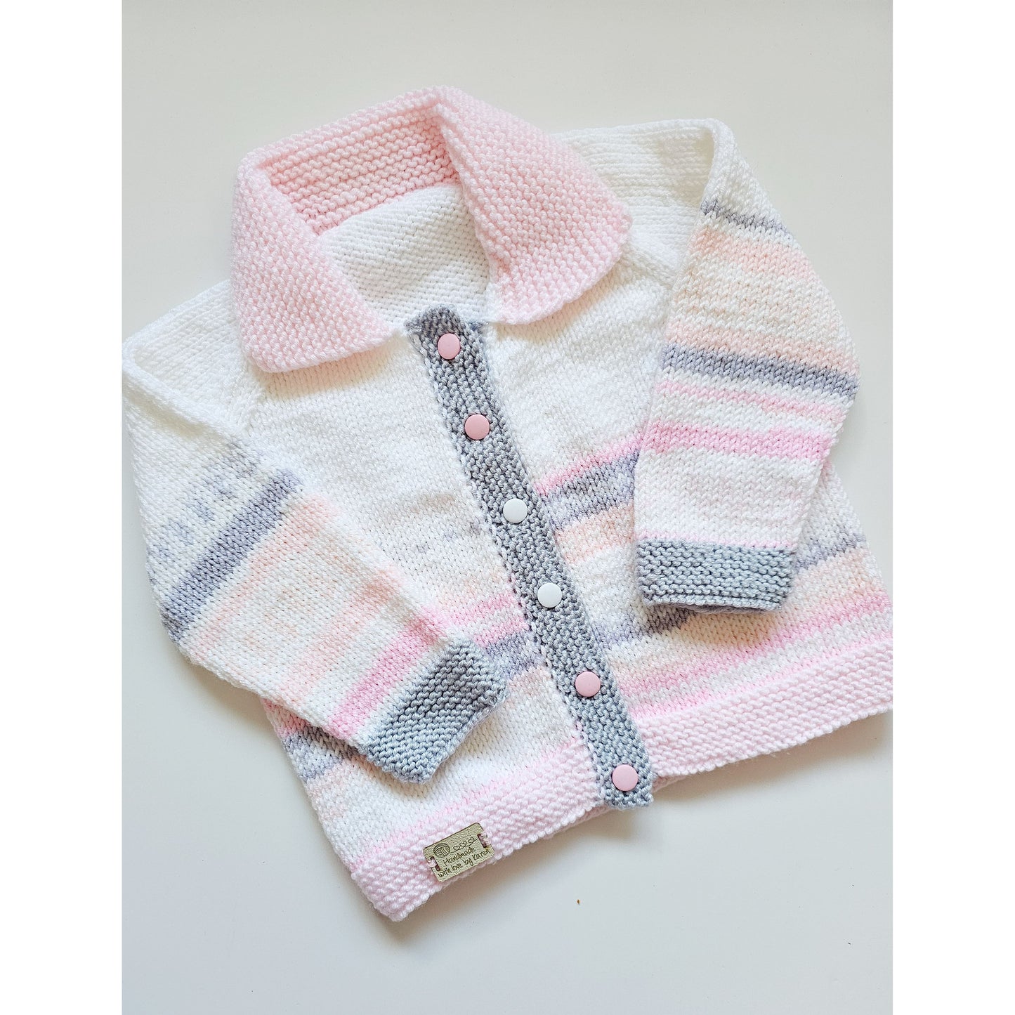 Pink, Grey and White Stripes (Age 6-9 months) plus hat