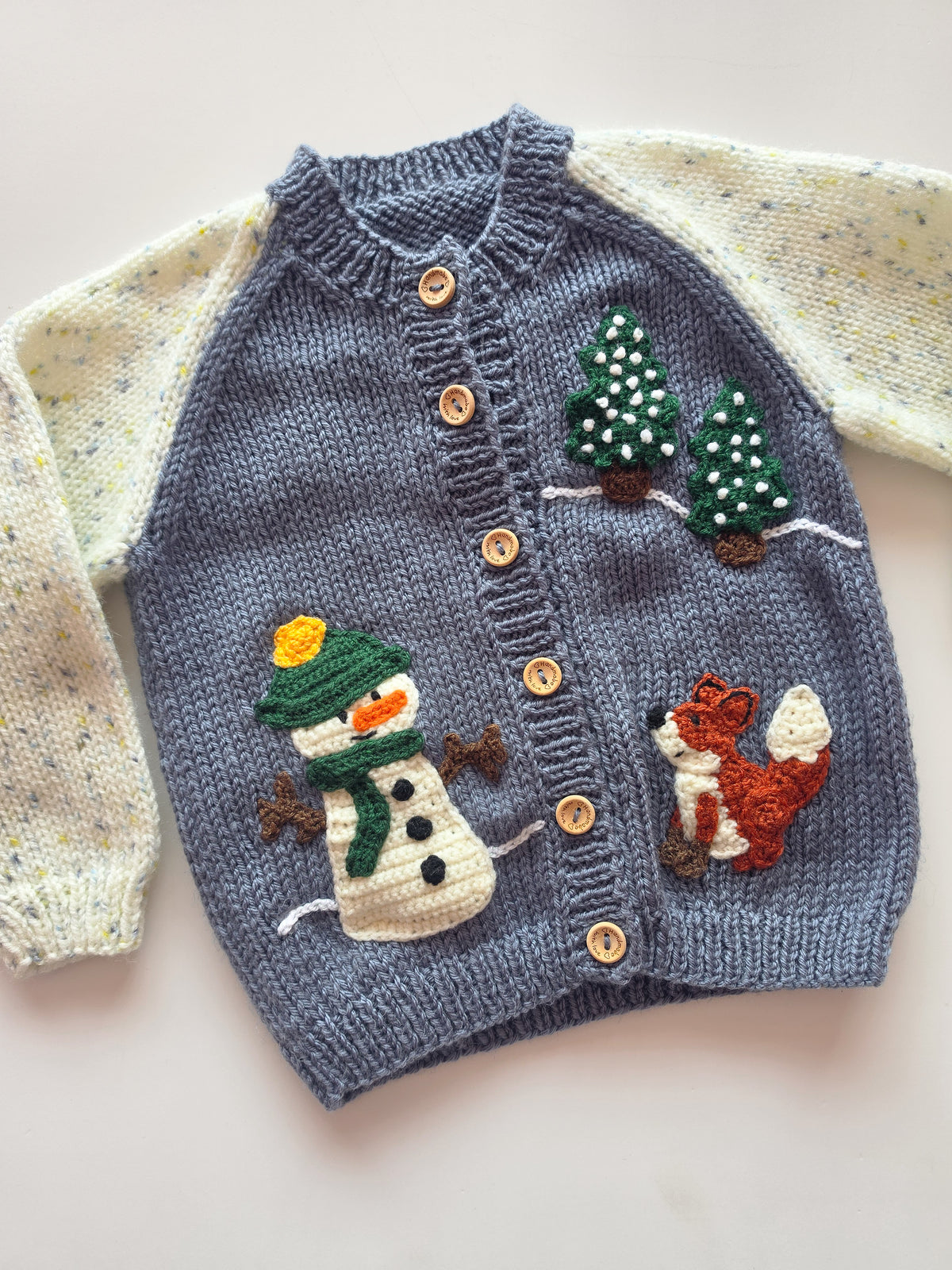 Let It Snow – Hand-Knitted Winter Cardigan (Age 1-2 Years)