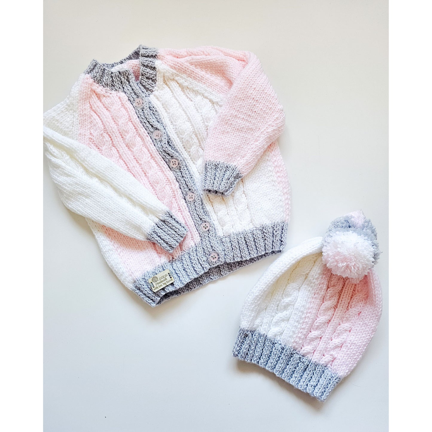 Pink and White Colourblock (Age 3 - 6 months) plus hat