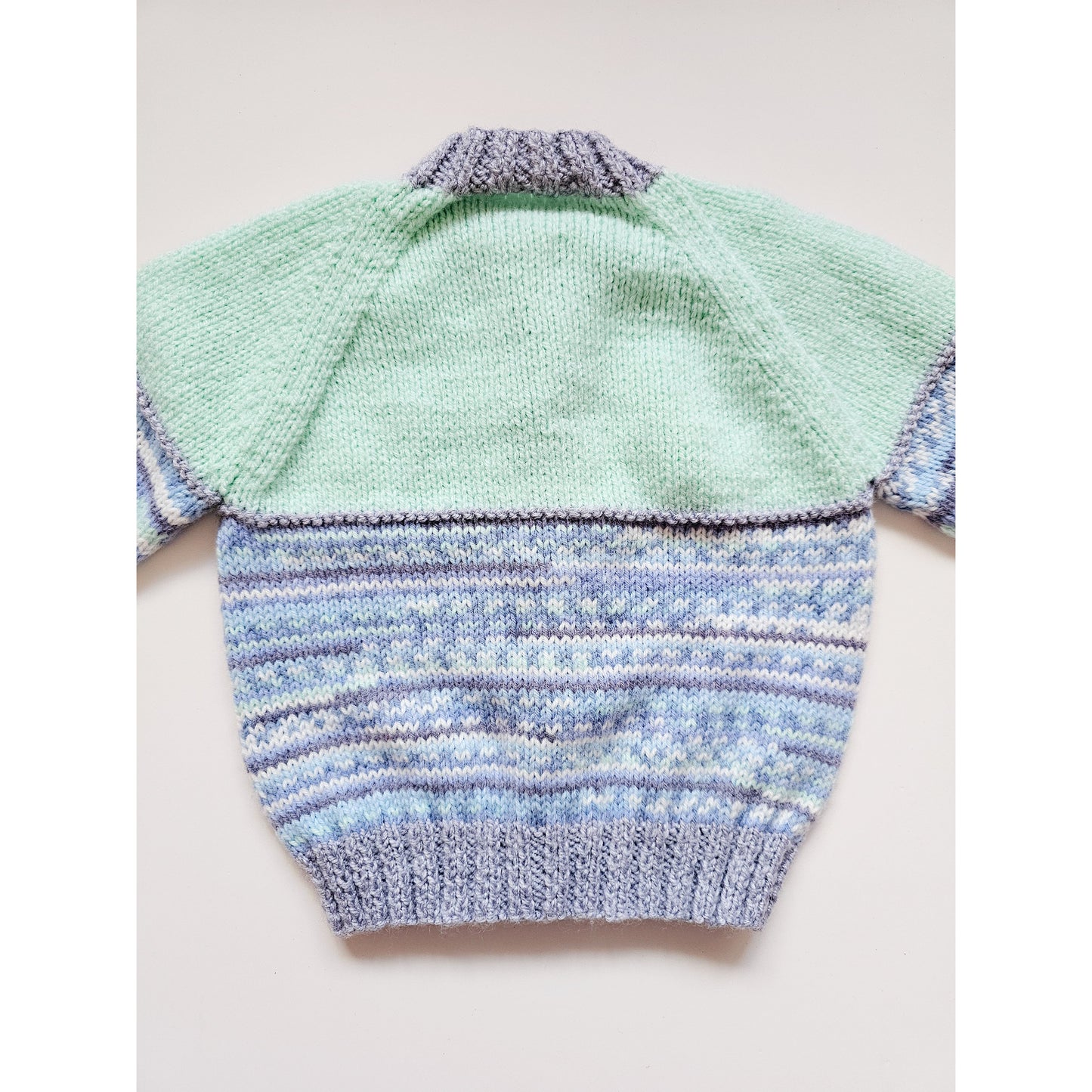 Blue and Spring Green Block Knit (6-9 months)