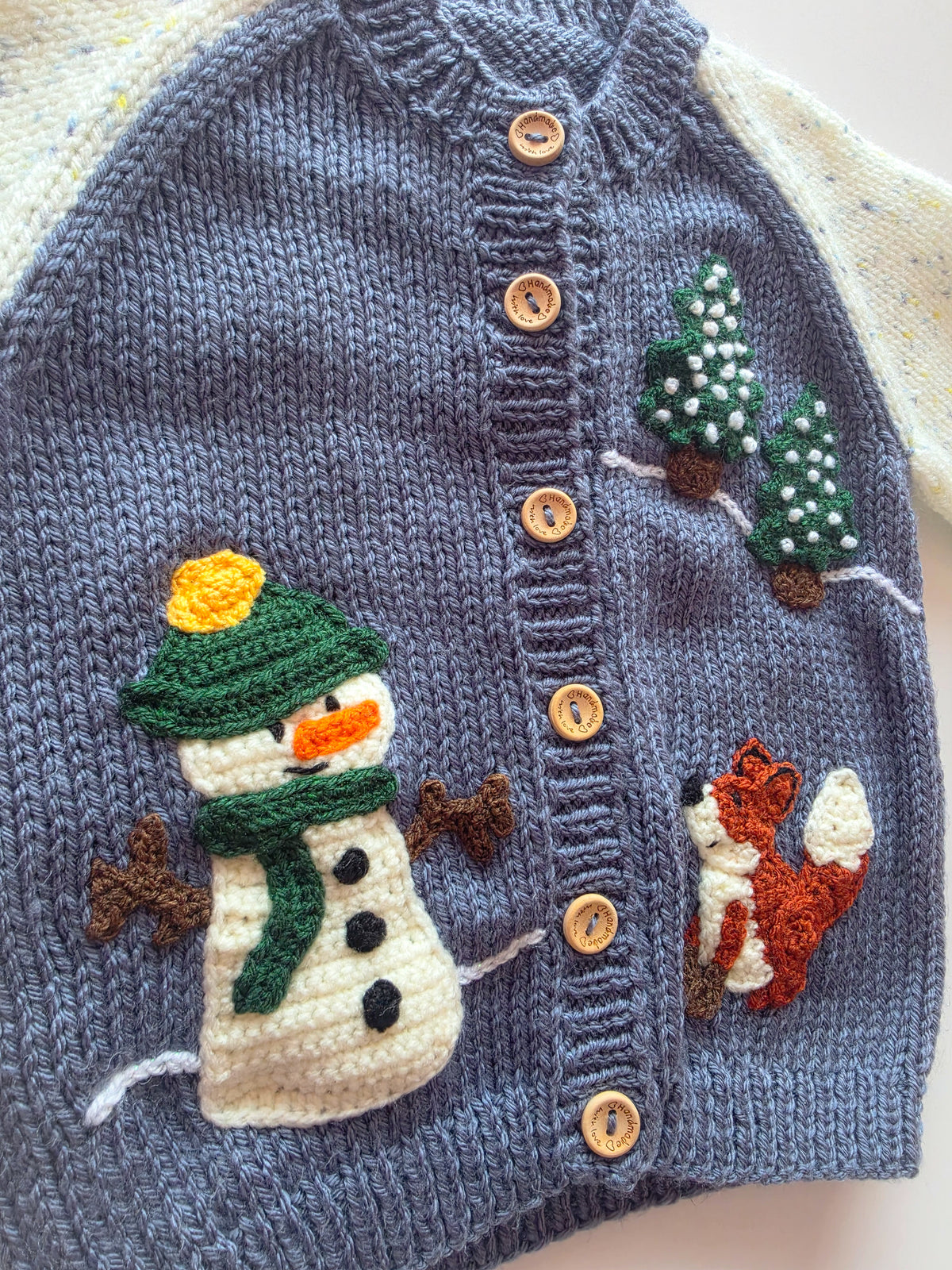 Let It Snow – Hand-Knitted Winter Cardigan (Age 1-2 Years)