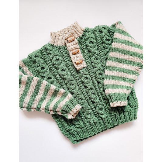 Green Cable Stripe (6 - 12 months) plus hat