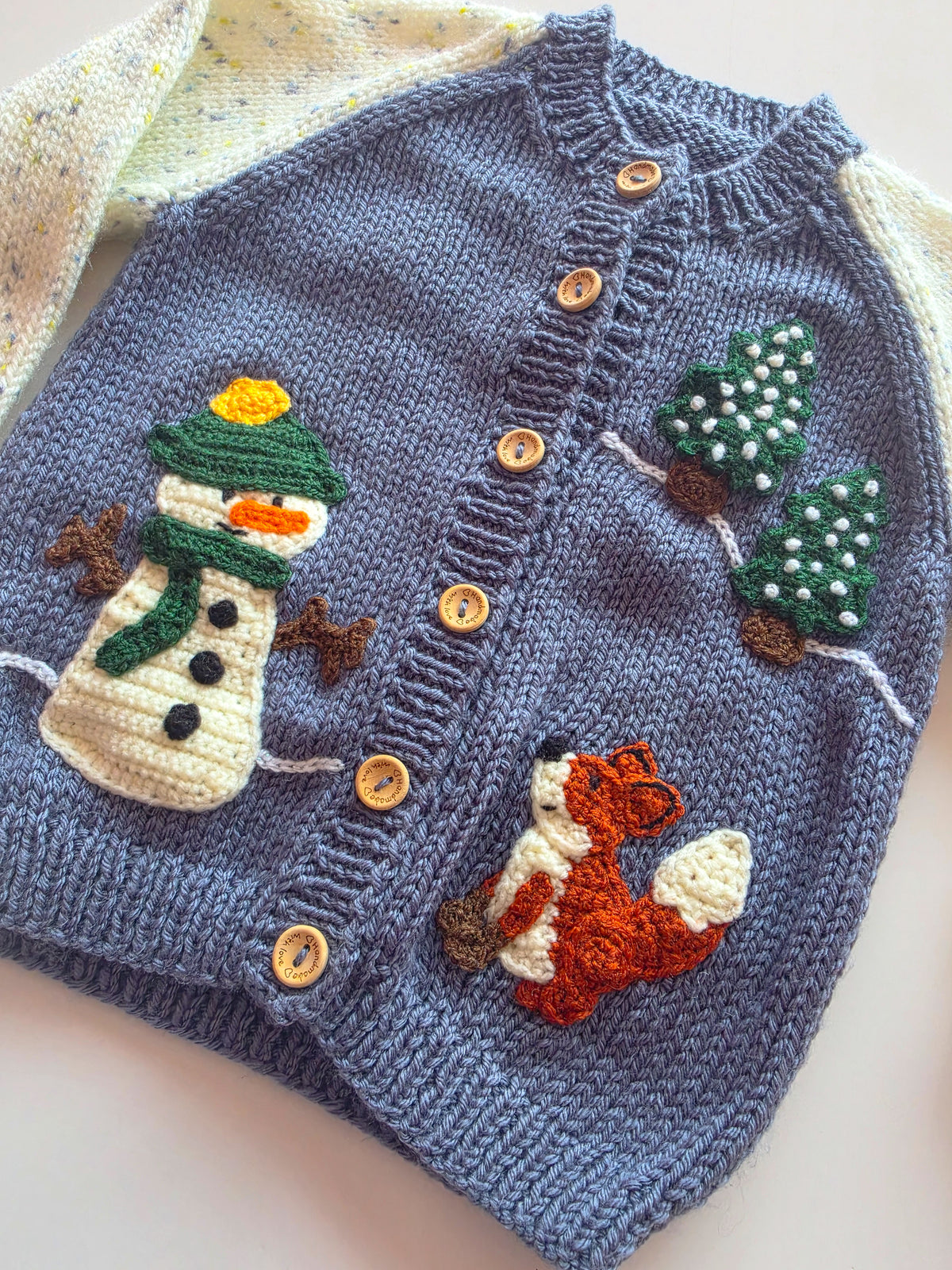Let It Snow – Hand-Knitted Winter Cardigan (Age 1-2 Years)