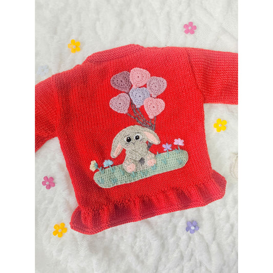 Bunny and Heart Balloons Knit (Age 1-2 years)