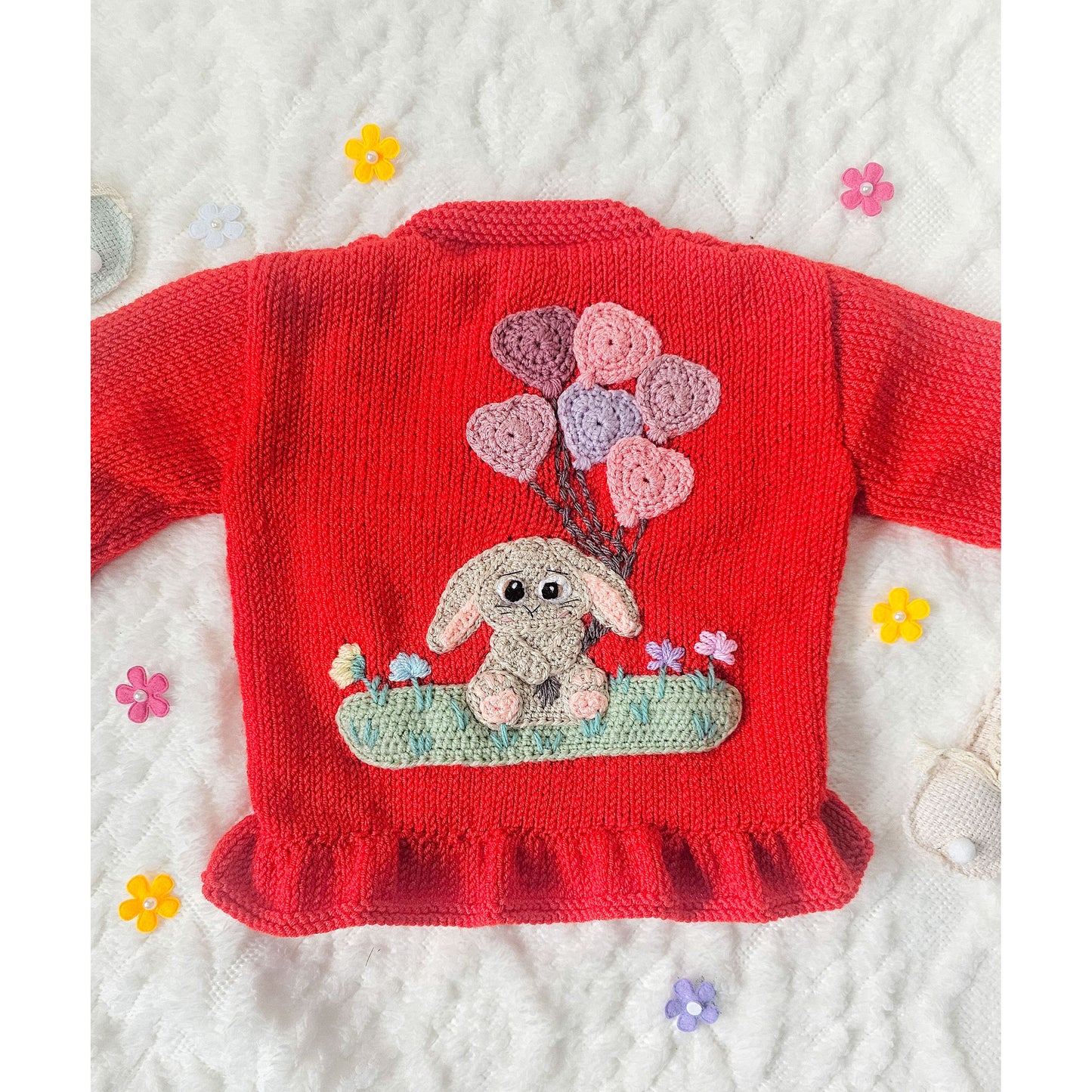 Bunny and Heart Balloons Knit (Age 1-2 years)